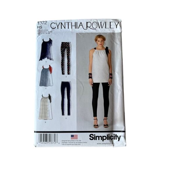 Simplicity 1372 Cynthia Rowley Misses' Summer Mini-Dress Top Tunic Knit Leggings - Picture 5 of 5